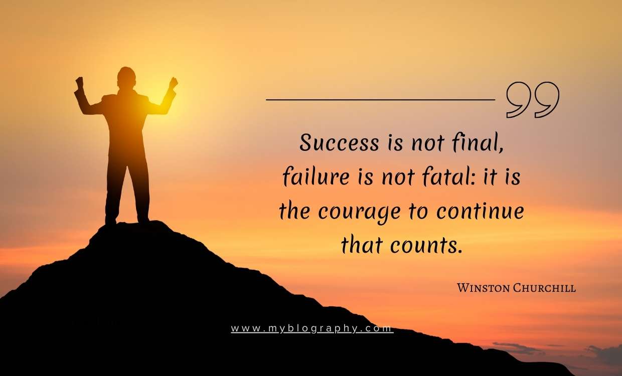 A path with ups and downs, symbolizing courage to continue despite success or failure. Motivational Quotes